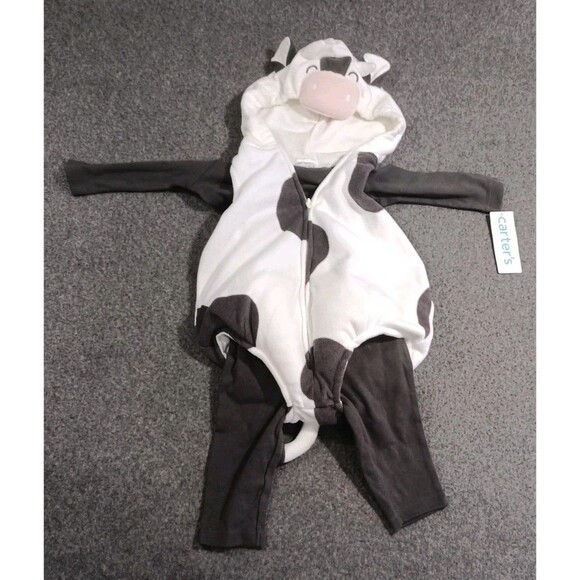 New Carters 3-piece Halloween Costume Black White Cow 3-6 months infant - Picture 3 of 6
